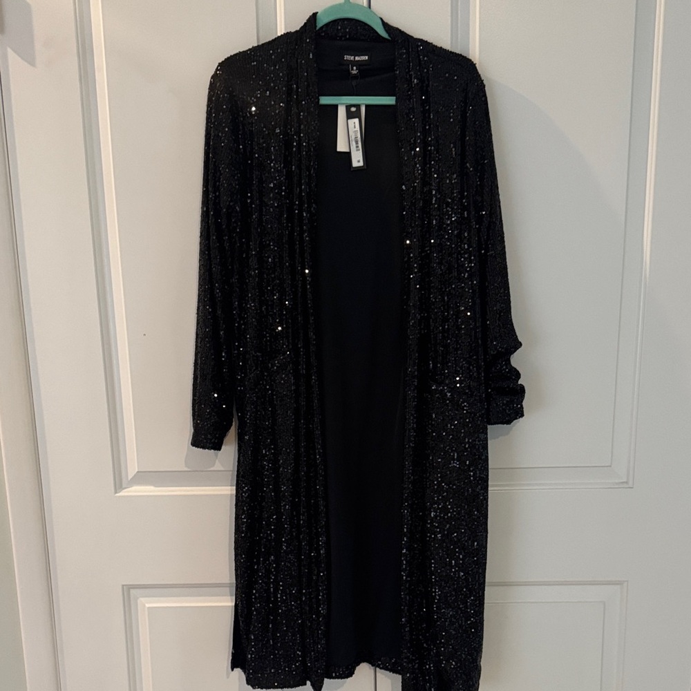 Steve Madden Black Sequin Cardigan